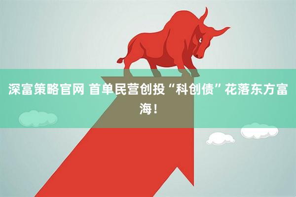 深富策略官网 首单民营创投“科创债”花落东方富海！