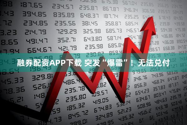 融券配资APP下载 突发“爆雷”!无法兑付