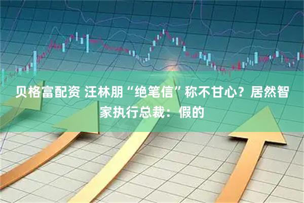 贝格富配资 汪林朋“绝笔信”称不甘心？居然智家执行总裁：假的